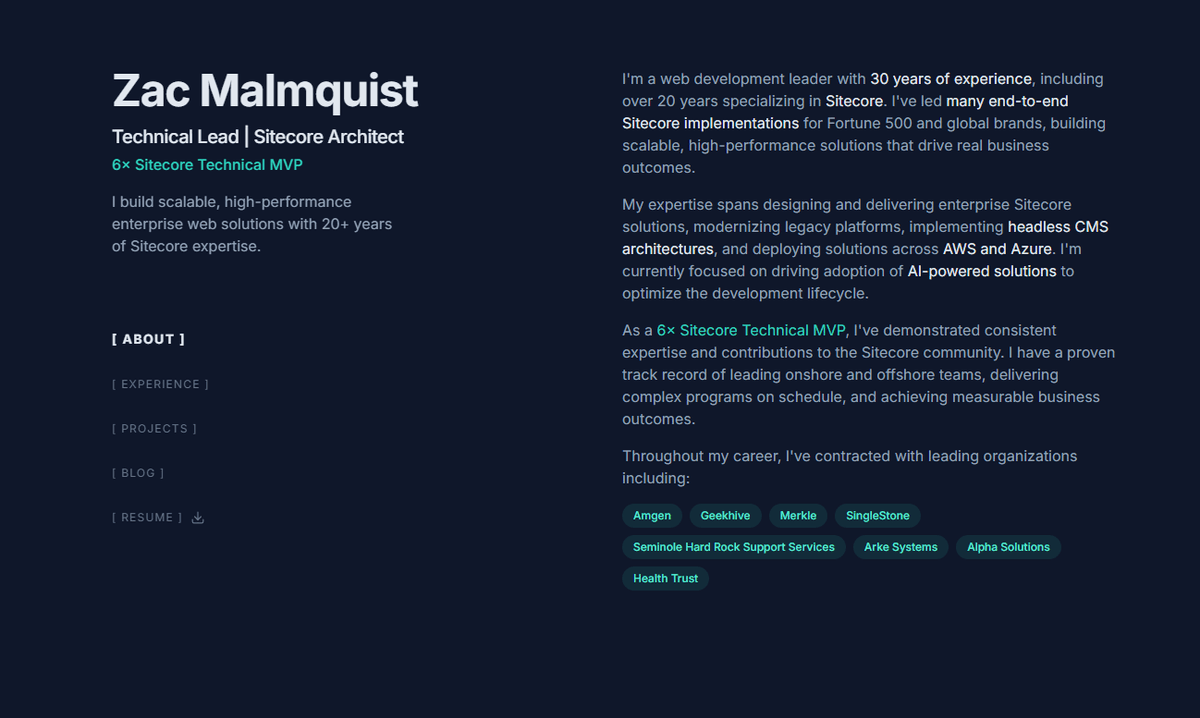 ZacMalmquist.com portfolio